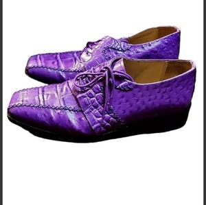 fortune from liberty shoes 9.5 Leather Purple Snake Skin Dress Men Laceu…